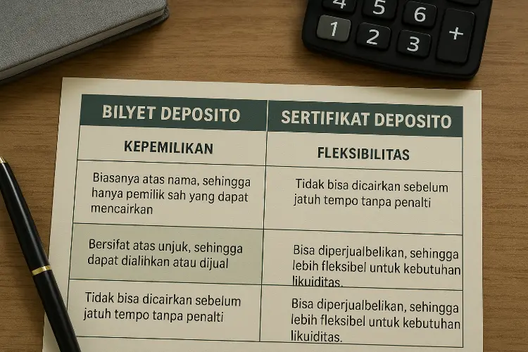 Perbedaan Utama Bilyet Deposito vs Sertifikat Deposito